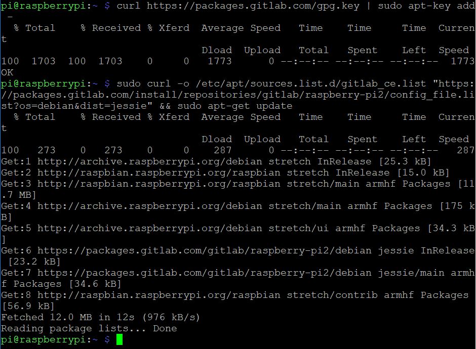 Screenshot of second part of preparing Gitlab installation